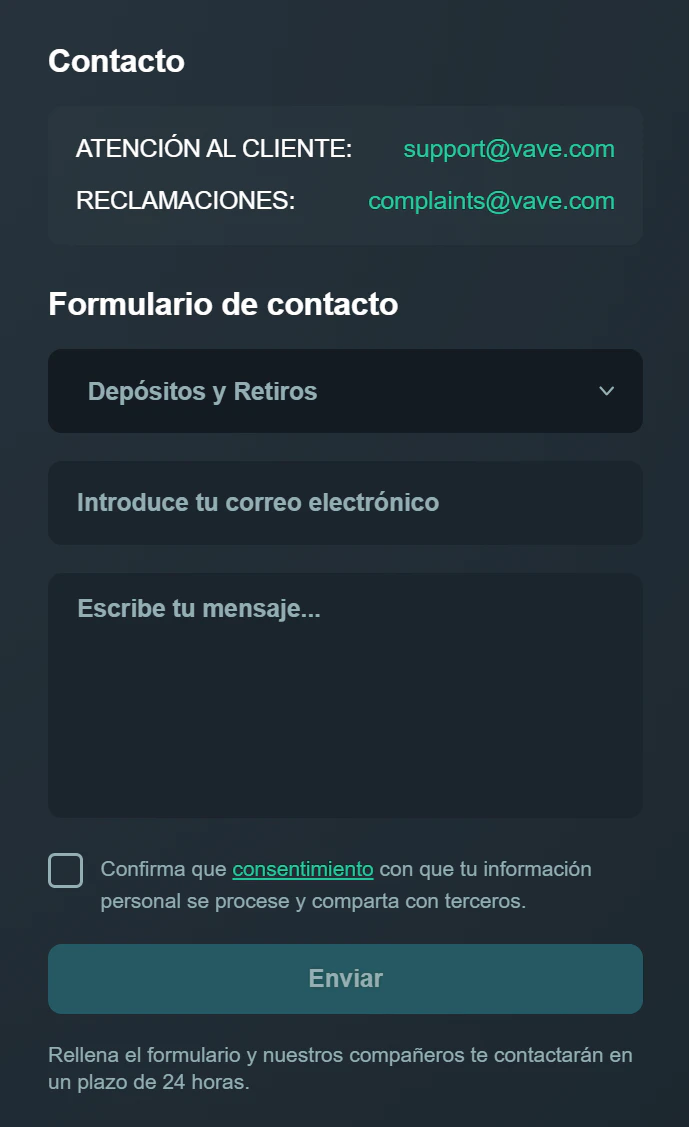 Atención al cliente en Vave